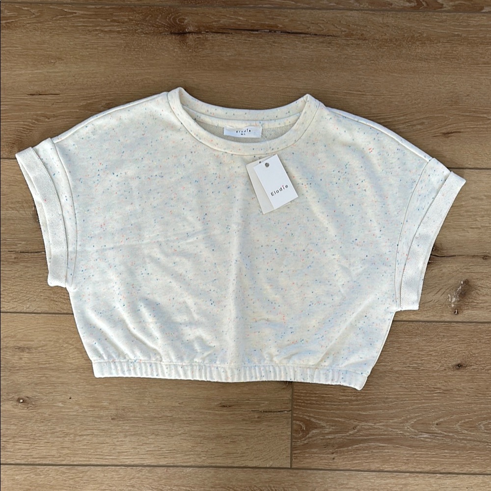 Elodie Cream Speckled cropped sweatshirt